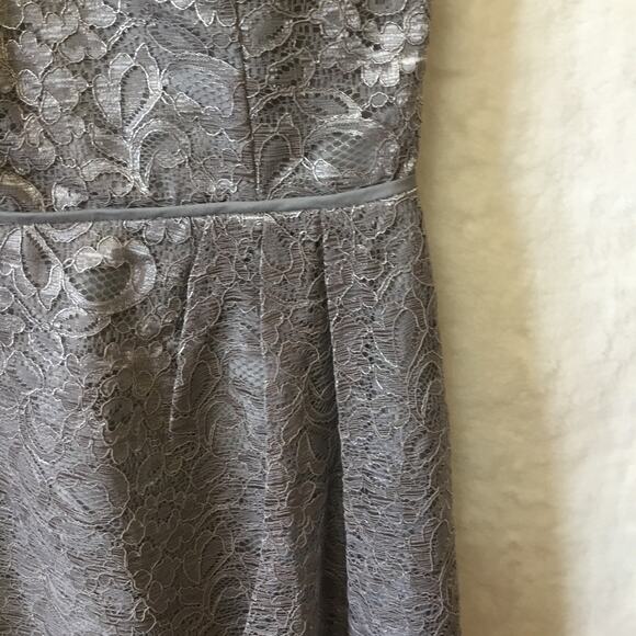 David's Bridal Short Tank Metallic Lace Dress - Picture 5 of 16